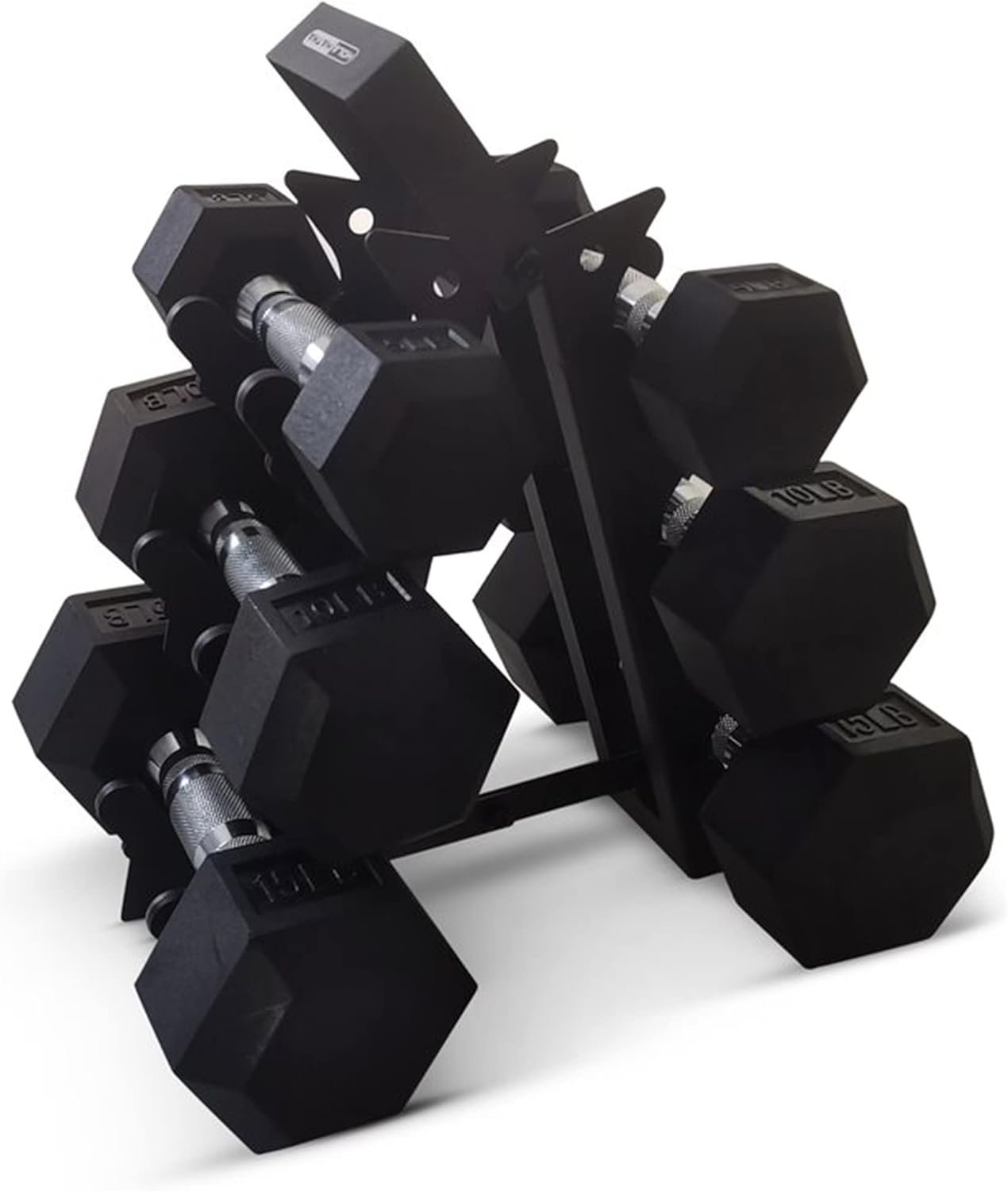 HolaHatha Hexagonal Dumbbell Weights Set, Home Gym Equipment Set, Portable Weighted Exercise Dumbbells for Fitness, Training, and Lifting Workouts