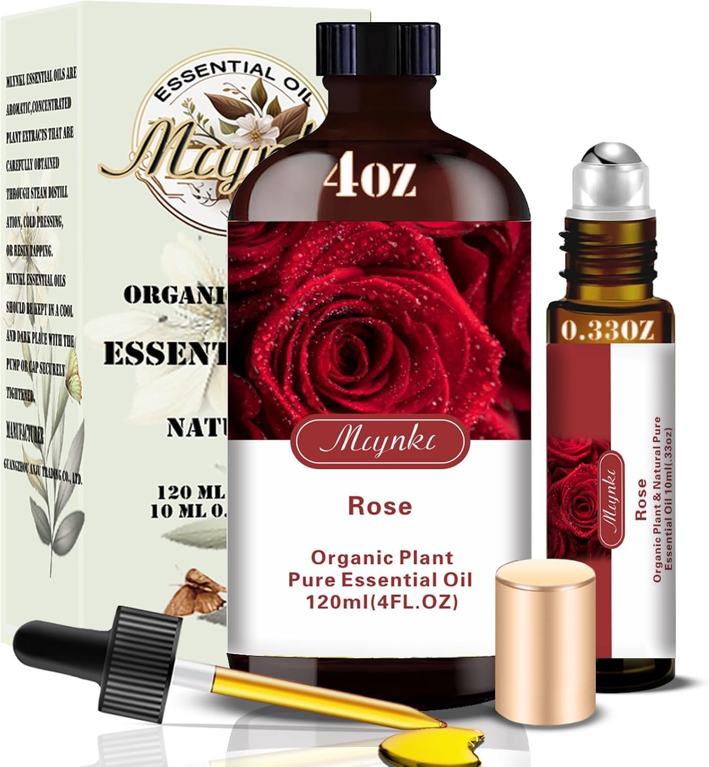 Rose Essential Oil-Rose Fragrance Oil 4.33oz (130ml)-100% Pure Natural Scent for Diffusers, Candles, Soap Making & Aromatherapy-Relaxing Home & Gift Essential Oil for Bath, Massage