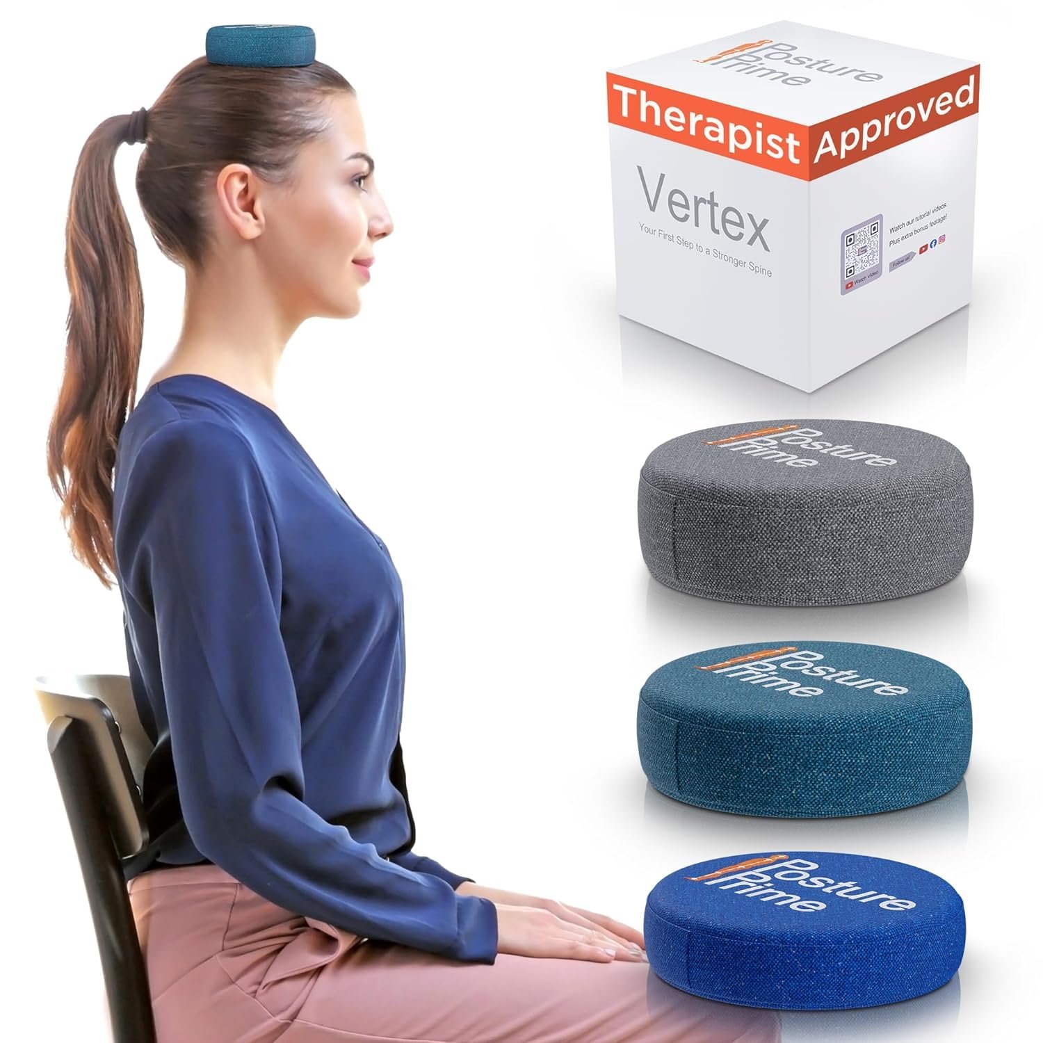 Vertex Weighted Cushion Forward Head Posture Corrector for Women Men – 3 Size Options Neck Workout Equipment Set – Head Neck Straightener Back Alignment for Home – No straps needed