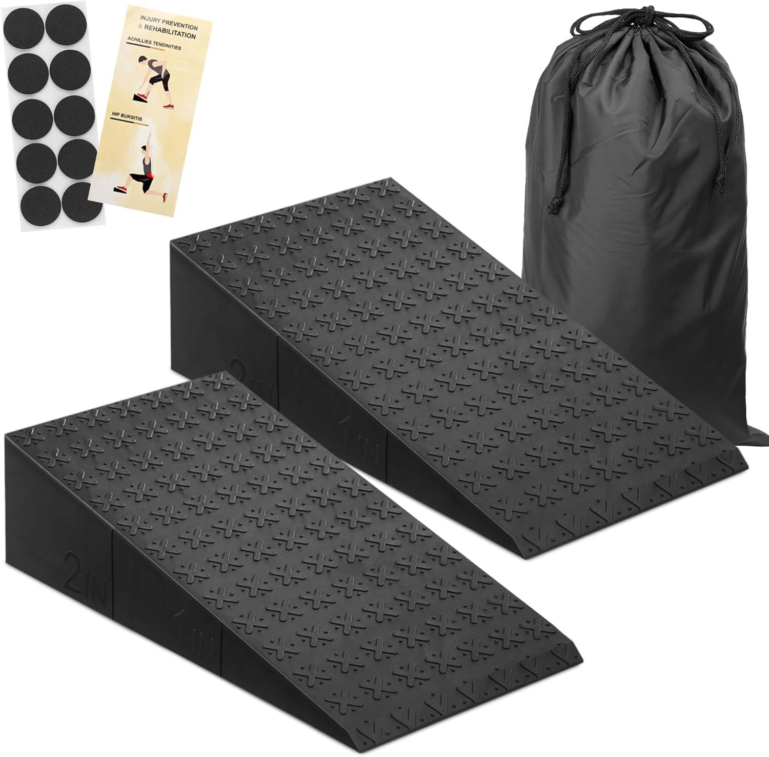ZKDLFIRE Squat Wedge Block – 2 Pcs, Non-Slip, Calf Raise Block, Balance Boards for Physical & Yoga Therapy, Includes Anti-Slip Pads & Carrying Bag