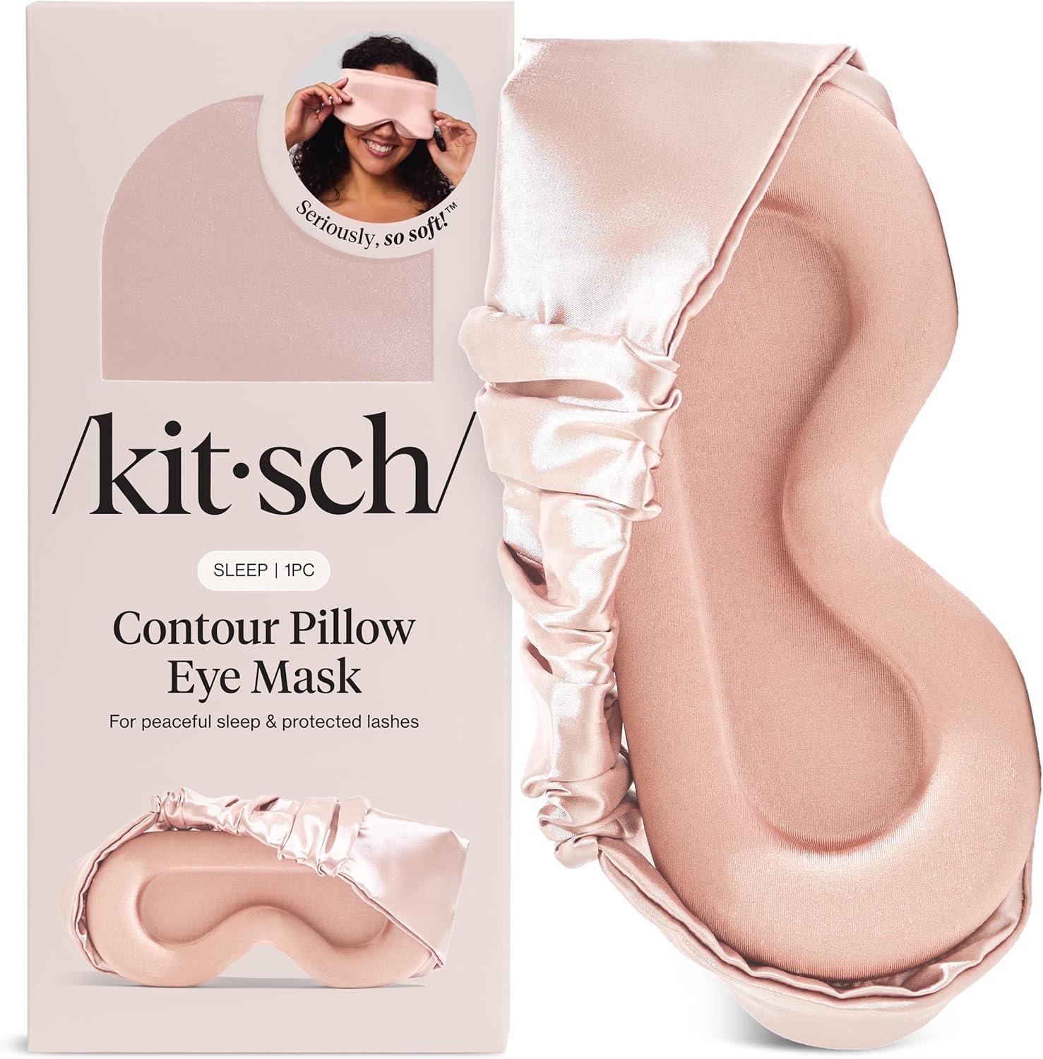 Kitsch Contour Pillow Eye Mask – Softer Than Silk Eye Masks for Sleep, Blindfold Sleep Masks for Women & Men, No Eye Pressure, Lightweight, Eye Care, Travel Essentials – Blush