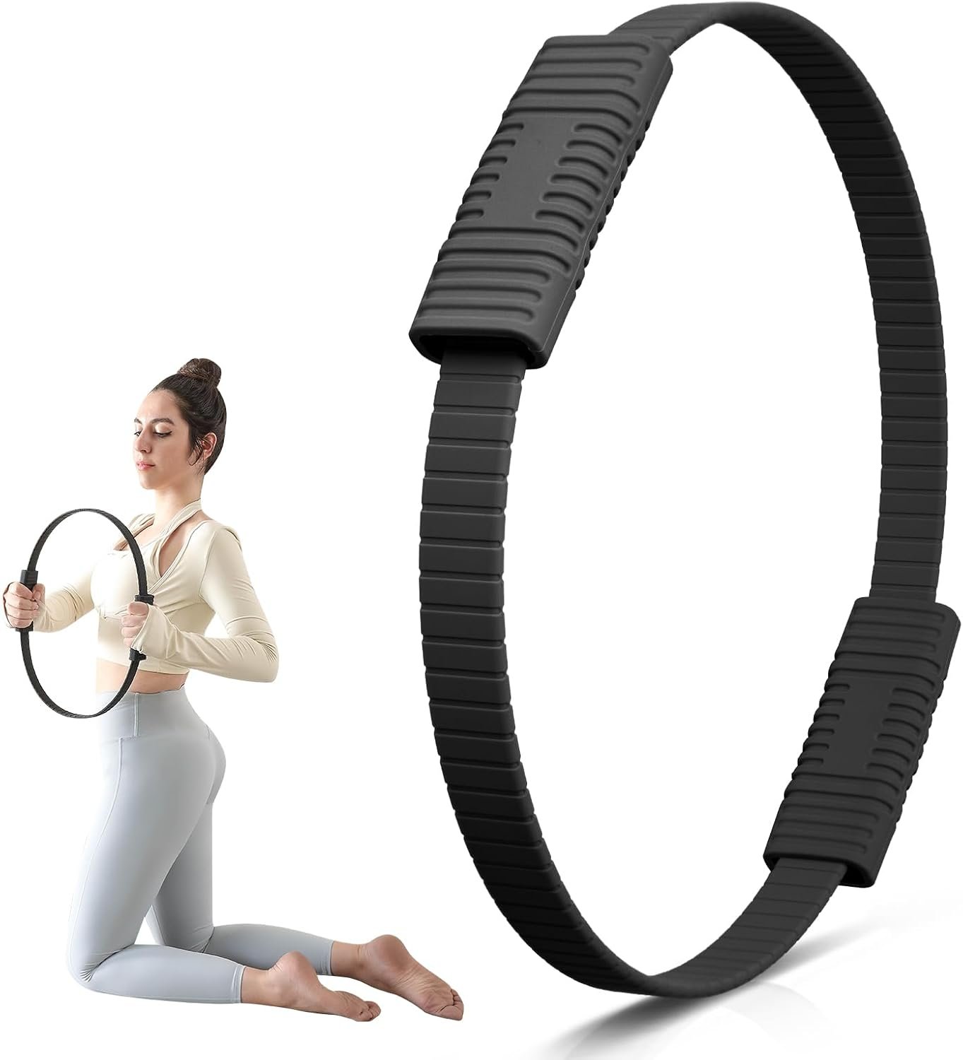 Pilates Ring, 13.5″ Silicone Magic Pilates Fitness Circle with Dual Grip, Lightweight & Durable Flexible Resistance Exercise Equipment for Toning Arms, Thighs, Legs, Core