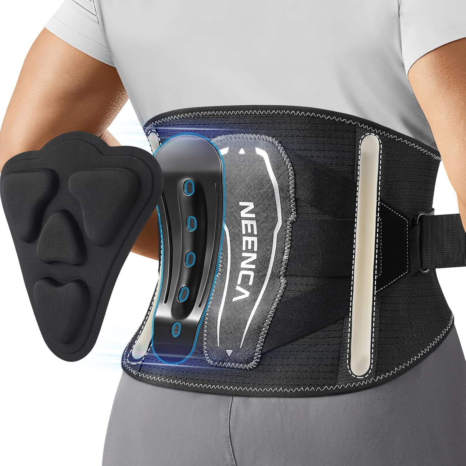 NEENCA Back Brace for Lower Back Pain with Bionic Support System, Adjustable Lumbar Support Belt for Women & Men with Lumbar Support 3D Pad, Breathable Mesh for Herniated Disc, Sciatica, Scoliosis…