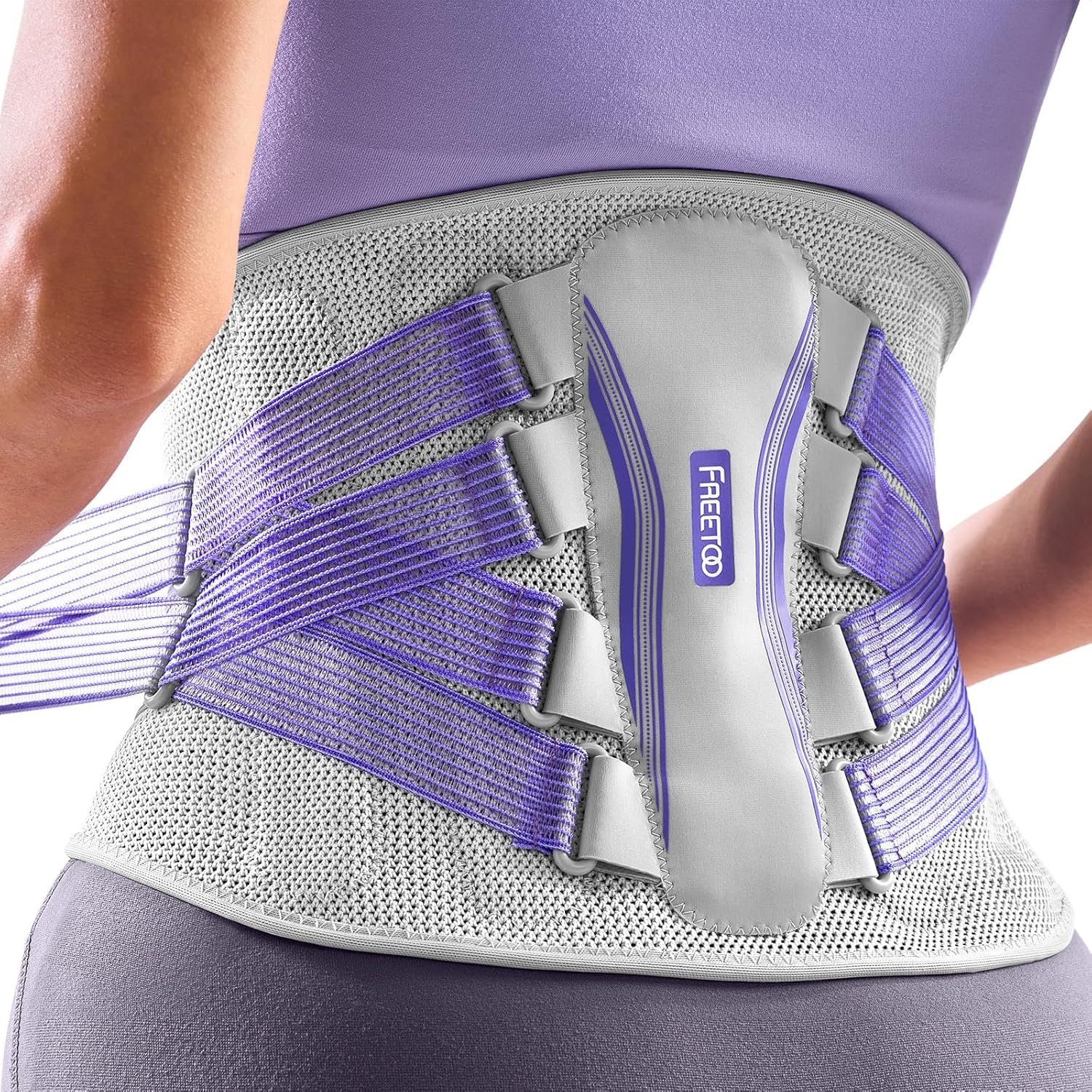 FREETOO Back Brace for Lower Back Pain Women with Bionic Support System, Adjustable Knitted Lumbar Support Belt, Breathable Mesh Design with Lumbar Pad,for Herniated Disc,Sciatica,Scoliosis Size S (Waist: 29.5″-33.5″)